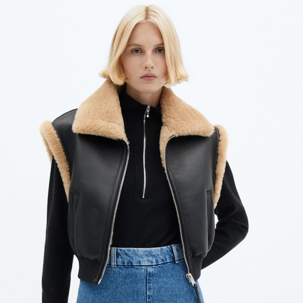Jason Wu Shearling-lined bomber vest faux leather M - Picture 2 of 16